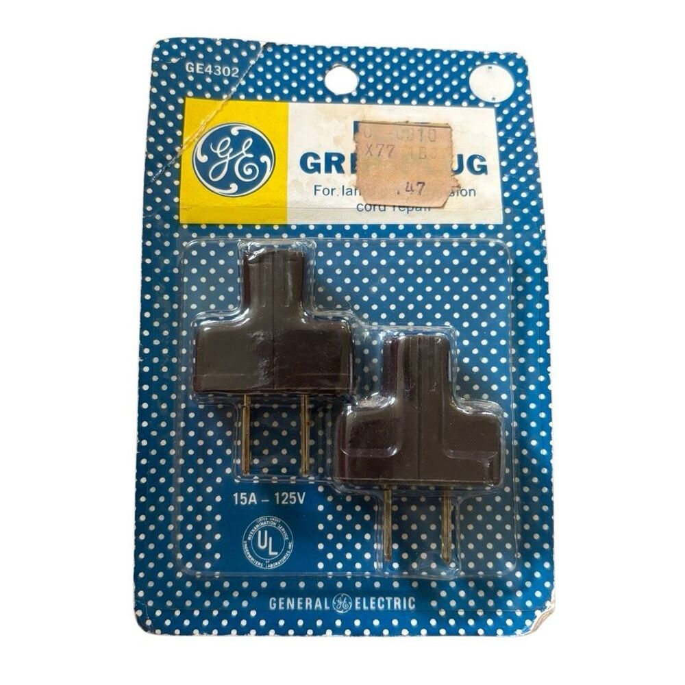 Vintage GE Flat Grip Plug Pack 2-Pack Brown 15A 125V GE4302 New Old Stock NOS⁠